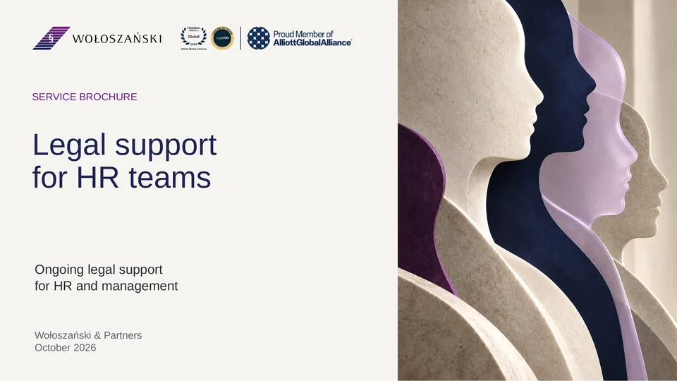 Cover of the HR department support brochure, Wołoszański & Partners 2026
