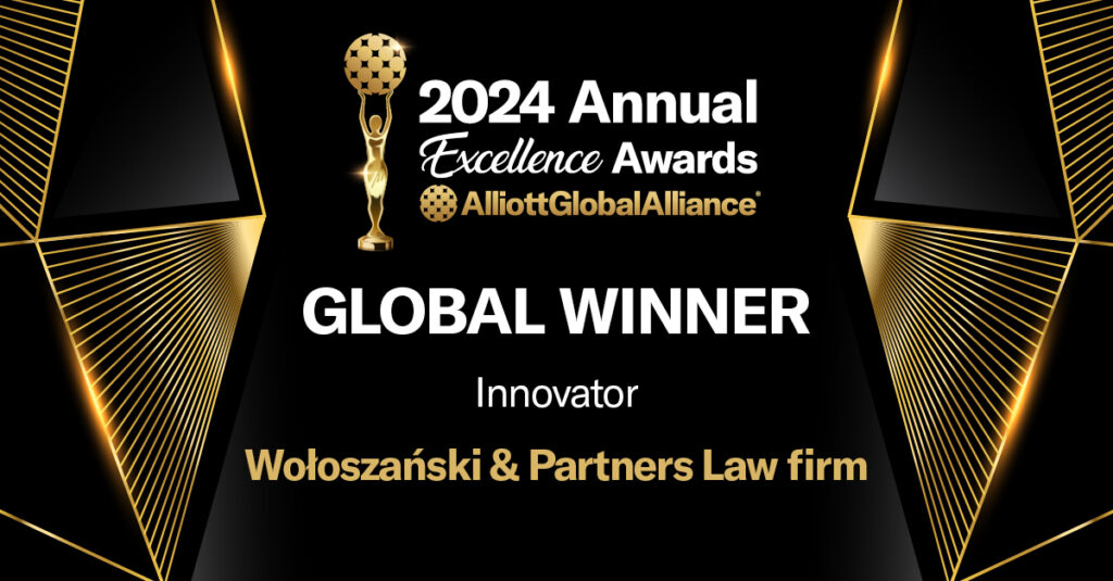 Wołoszański & Partners Law Firm team is proud to have won the Global Award in the Innovator category at the Alliott Global Alliance (AGA) Annual Awards Ceremony