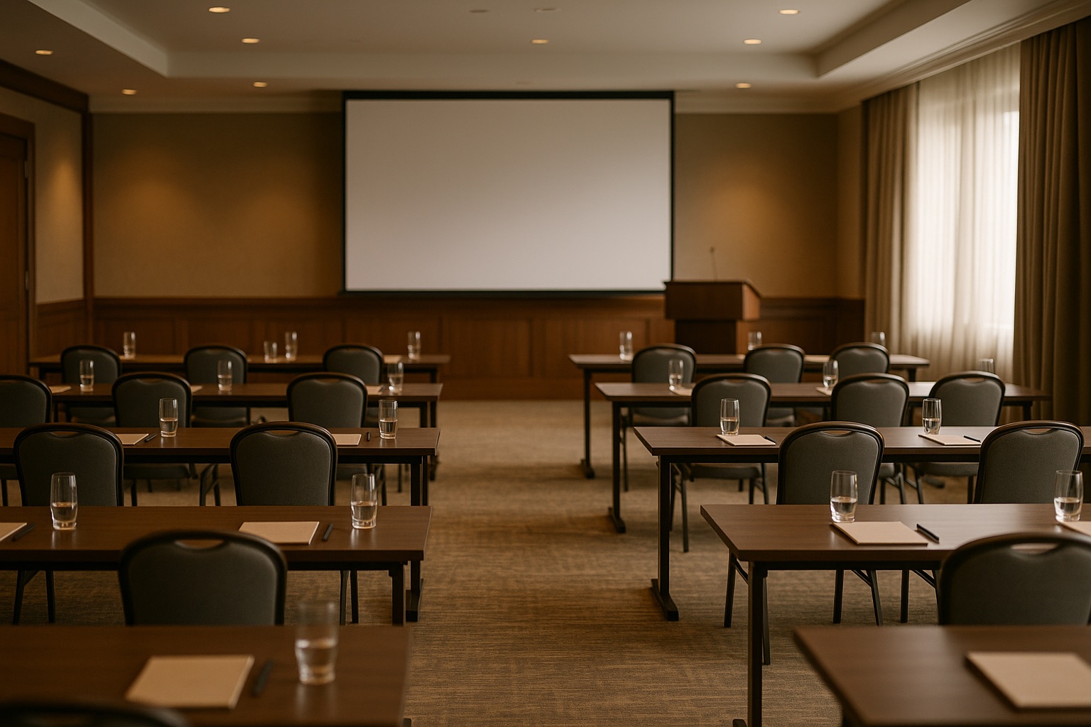 Hotel training room prepared for an employee training session